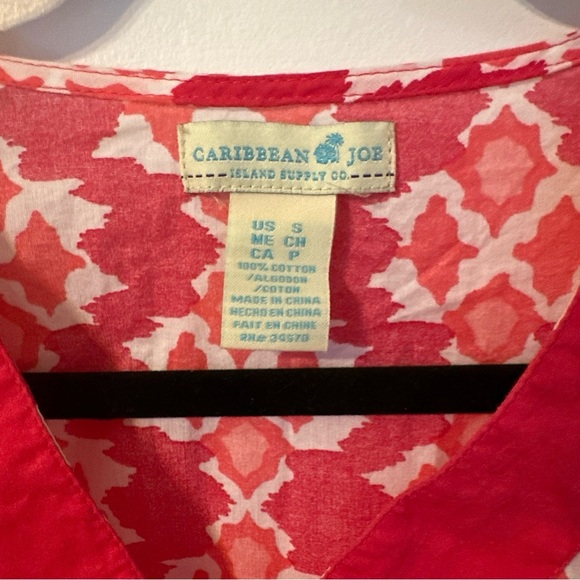 Caribbean Joe Women’s Tunic Top Blouse Size Small Swim Cover Up Pink White - Picture 3 of 9